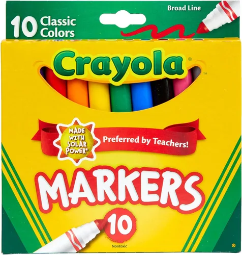 Vista 4 de Crayola 10 unidades. Marcadores trazo ancho originales, clásicos, 1, Variados