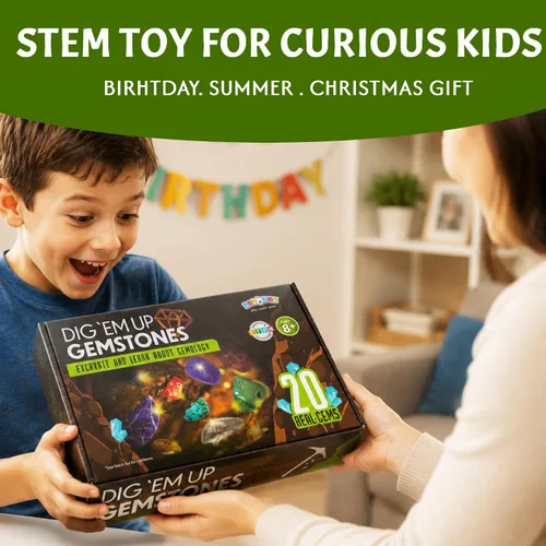 Vista 7 de LotFancy Kit de excavación de piedras preciosas, 20 gemas reales, kit de ciencia para niños de 8 a 12 años, juguete educativo, regalo de cumpleaños