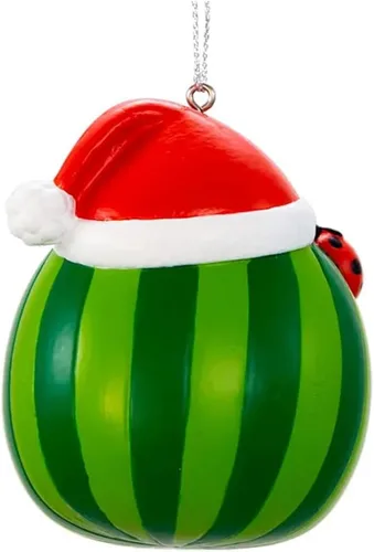 Vista 4 de Cocomelon - Adorno de Navidad con licencia oficial de sandía, sombrero de Papá Noel, decoración para árbol de Navidad con nombre personalizado