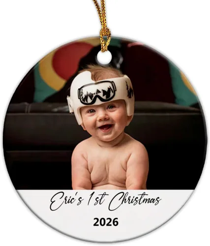 Vista 12 de Adorno de Navidad con foto personalizada 2025 para la familia, aniversario como el señor y la señora abuelos, carga cualquier imagen, cualquier foto