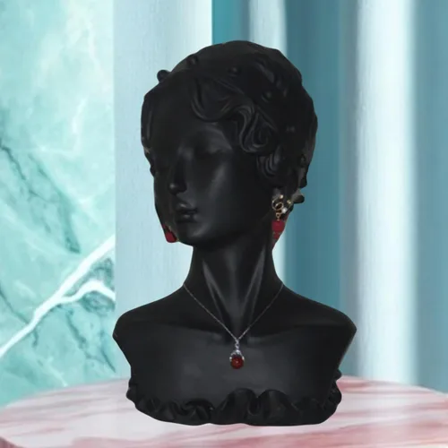 Vista 4 de Soporte de maniquí de exhibición de joyas, soporte portátil para aretes de cabeza de maniquí femenino, estante para collares, joyas, mesa