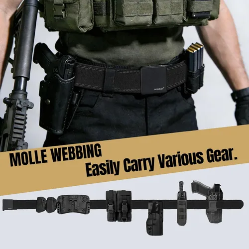 Vista 5 de WONDAY Men Gun Belt Concealed Carry 1.5" Rigid Stiff Work CCW EDC Tactical Ratchet Nylon Heavy Duty Belt Holster Tool Battle