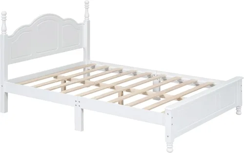 Vista 5 de SOFTSEA Marco de cama de tamaño matrimonial con cabecero alto y estribo, plataforma de madera