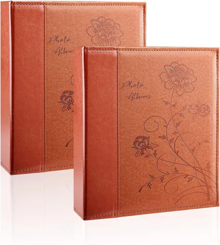 Vista 7 de Artmag Álbum de fotos de 5 x 7 pulgadas, con bolsillos transparentes para páginas transparentes, cubierta de piel, libro deslizante para álbum