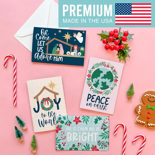 Vista 3 de Hadley Designs Tarjetas de Navidad Cristianas Con Sobres Religiosos – 24 Tarjetas de Navidad Religiosas en Blanco de la Natividad con Jesús