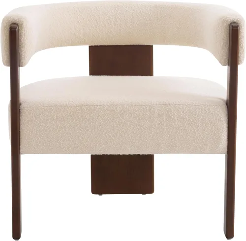 Vista 4 de Christopher Knight Home Nettie - Silla decorativa moderna para sala de estar, sofá individual de tela Boucle con marco de madera, cómoda silla