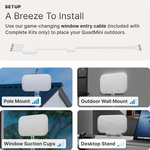 Vista 8 de Waveform QuadMini: Kit de antena de perfil bajo MIMO 4x4 Antena externa para enrutadores y gateways 4G/5G para Internet residencial T-Mobile