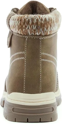 Vista 3 de ANJOUFEMME Botas de senderismo casuales de invierno para mujer - Botas de nieve al aire libre para mujer con tobillo impermeables, ligeras