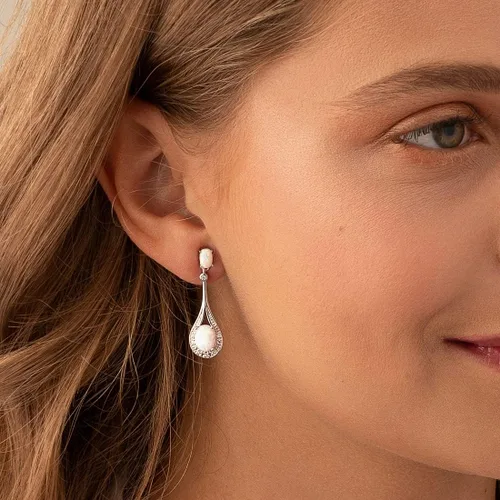 Vista 2 de Aretes de ópalo y plata esterlina con forma oval de 3,50quilates
