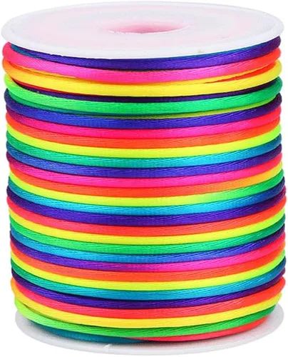 Vista 14 de TONIFUL Cordón de Nylon Negro de 1mm x 100 Yardas Cuerda de Satén para Hacer Pulseras y Joyas Cordón de Macramé Rattail Trim Collar a Granel Hilo