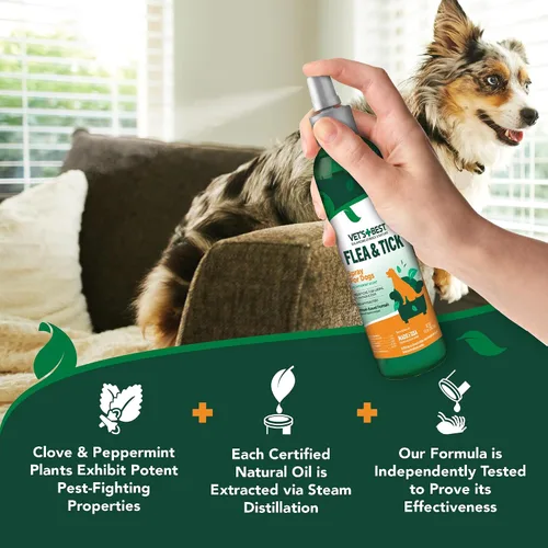 Vista 9 de Vet's Best Spray para pulgas y garrapatas para perros, aerosol a base
