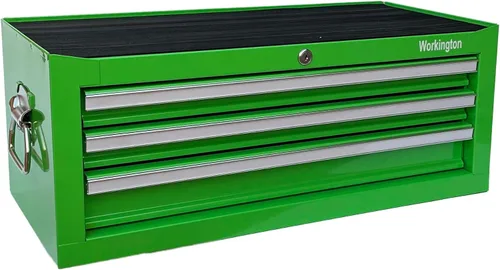 Vista 4 de Workington Industrial Caja de herramientas metálica portátil con 3 cajones, gabinete intermedio de 26" con correderas de rodamientos de bolas Verde