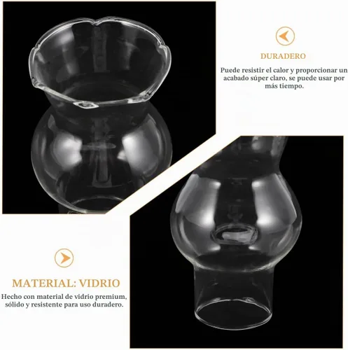 Vista 3 de Uonlytech Reemplazo de pantalla de lámpara de vidrio resistente a altas temperaturas, cubierta superior de lámpara de queroseno, chimenea