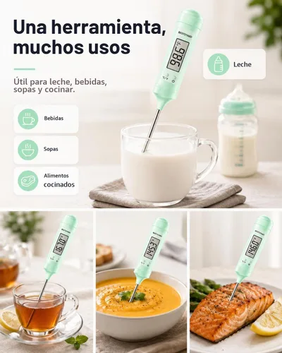Vista 3 de BESTOYARD Medidor de temperatura para uso alimentario – Medición precisa de temperatura para leche de bebé, fórmula de leche para bebés, cocina