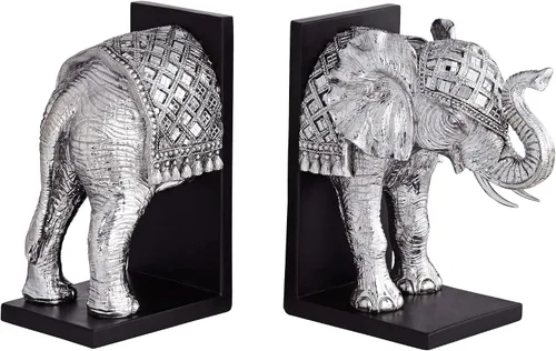 Vista 6 de Elefante 9 1/4" de alto plata extremos para libros - Dahlia Studios