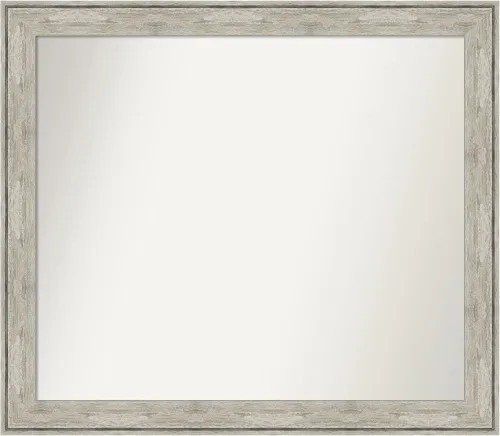 Vista 231 de Amanti Art Espejo de baño plateado para sobre el fregadero, 28 x 37 pulgadas, elegante espejo rectangular de peltre cepillado, marco de madera