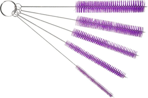 Vista 12 de Juego de cepillos de limpieza de tubos de 10 pulgadas, paquete de 5 cepillos pequeños de nailon extra largos con asas flexibles para botellas Negro