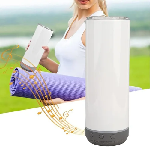 Vista 6 de Vaso de sublimación de 20 onzas, tazas aisladas de acero inoxidable 304, termos de doble pared al vacío desmontable con altavoz y luces LED, vaso
