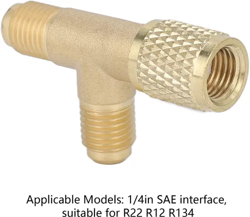 Vista 2 de 1/4 in válvula acoplador rápido adaptador en T, acoplador rápido acceso Tee HAVC vacío Tee adaptador de la camiseta refrigerante adaptador
