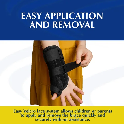 Vista 5 de Brace Direct Férula pediátrica de muñeca para pulgar para niños, inmovilizador de pulgar para esguinces, tendinitis, túnel carpiano, artritis
