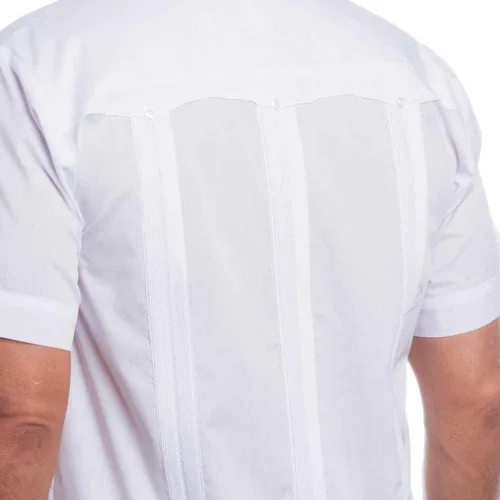 Vista 5 de Camisa tradicional de manga corta para hombre de mezcla de algodón Guayabera