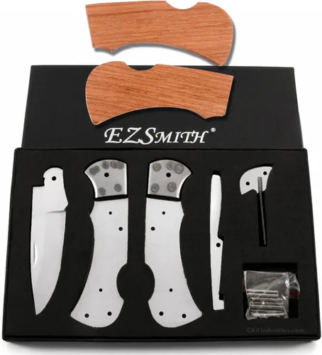 Vista 8 de EZSMITH KnifeKits - Kit de fabricación de cuchillos - Ranger Lockback - Serie de cuchillos plegables de bricolaje (kit de piezas)