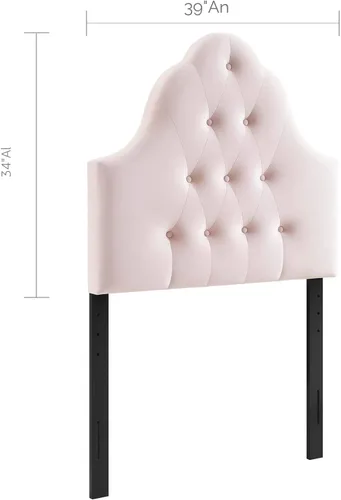 Vista 2 de Modway Sovereign - Cabecero de terciopelo con estilo capitoné de diamantes para cama individual, color rosa