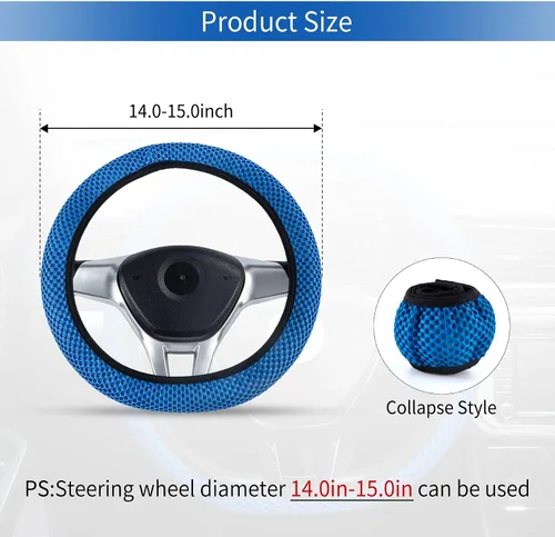 Vista 2 de GaRhomxy Funda elástica para volante de automóvil, microfibra transpirable de seda helada, protector antideslizante para volante, accesorios