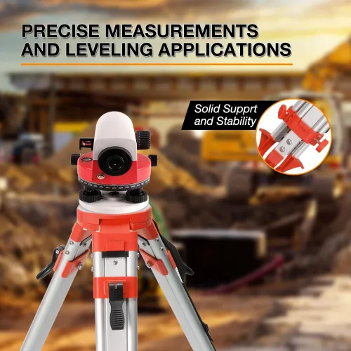 Vista 5 de Trípode de topografía, trípode de levantamiento de aluminio con abrazadera rápida de cabeza plana de 11 roscas de 5/8 pulgadas para estación total