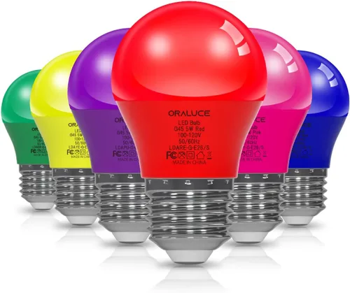 Vista 12 de ORALUCE Bombilla de porche rosa equivalente a 40 W, bombillas LED A15 para decoración e iluminación de fiestas de Halloween, Navidad, bombilla