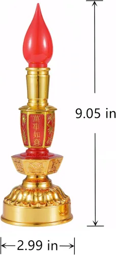 Vista 3 de Lámpara de vela china retro LED estilo vintage nostálgico antiguo estilo chino suministros budistas - 1 par Rojo