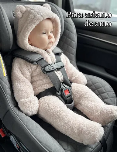Vista 5 de Traje de nieve para bebé recién nacido con forro polar, mono/pelele con capucha cálido para bebé Beige con pies