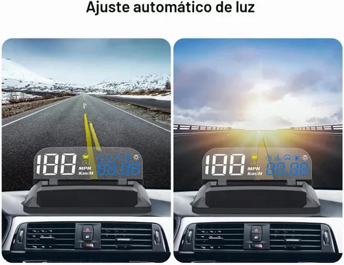 Vista 6 de KAOLALI Pantalla de Visualización de Cabeza para Coche HUD Velocímetro Odómetro OBD2 HD 3D Reflejo Pantalla Multifunción Alarma de Exceso