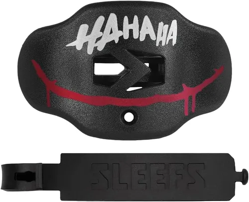 Vista 9 de SLEEFS - Protector bucal de fútbol - Protector de labios/boca con correa para casco - Protector de labios/dientes - Sin hervir - para Negro cruzado