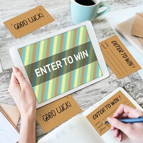 Vista 6 de 300 piezas de tarjetas de rifa "Enter to Win" de 3.5 x 2 pulgadas, tarjetas de formulario de ingreso para concursos, carnavales, rifas, ferias