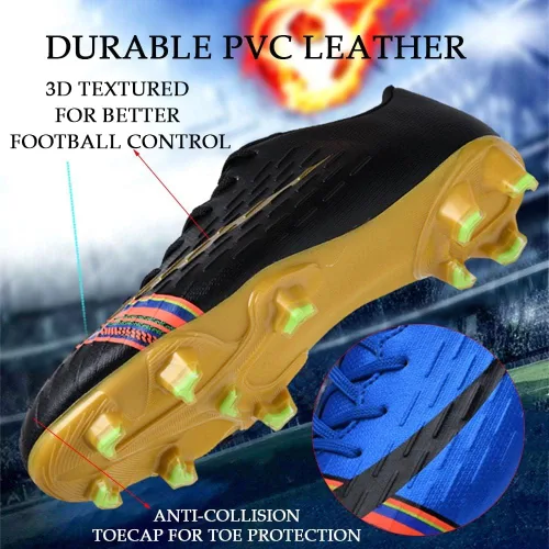 Vista 2 de HESBITEUL Zapatos de fútbol para hombre, atléticos, para interiores y exteriores, cómodos, para niños, fútbol americano, zapatos deportivos de alto