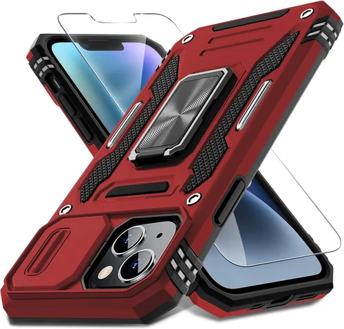 Vista 29 de DEERLAMN Funda para iPhone Air de 6.5 pulgadas con cubierta deslizante para cámara + protector de pantalla (2 paquetes), soporte de anillo giratorio