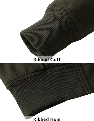 Vista 7 de WenVen Chaqueta bomber de algodón ligero para hombre, rompevientos militar casual