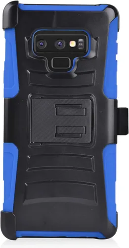 Vista 4 de Compatible con Samsung Galaxy Note 9 SM-N960 Note9 - Funda híbrida con soporte y clip para cinturón - CV1 Azul