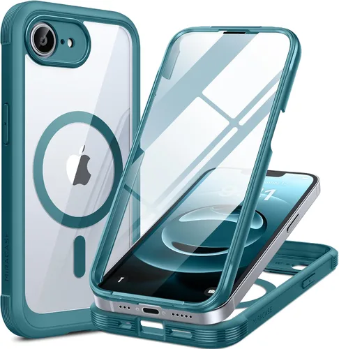 Vista 163 de Miracase - Funda magnética para iPhone 13 Pro Max de 6.7 pulgadas (compatible con MagSafe), transparente, completo, protector de pantalla de vidrio