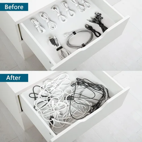 Vista 6 de 50 piezas de bridas reutilizables para cables, gestión de cables ajustable, organizador de cables, organizador de bridas, bridas de alambre Blanco +
