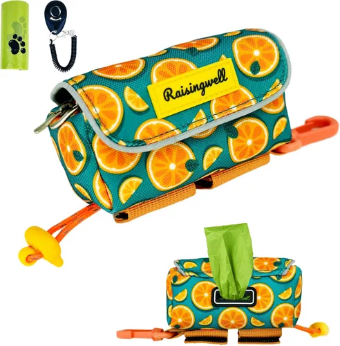 Vista 6 de Soporte para bolsa de excrementos de perro para correa, 2 bolsas impermeables con cremallera, bolsa de golosinas para perros para accesorios