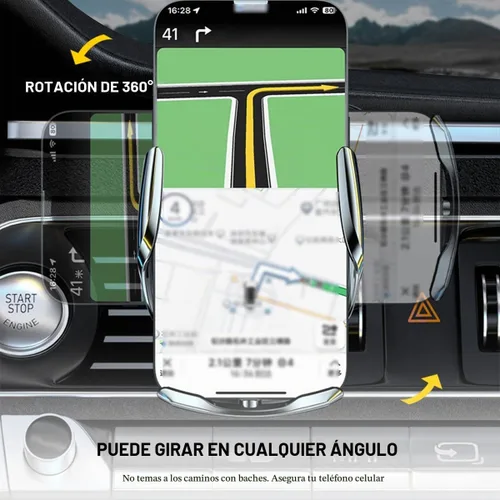 Vista 6 de Cargador inalámbrico para automóvil, montaje de ventilación de aire de carga rápida de 15 W, soporte de teléfono de sujeción automática, cargador