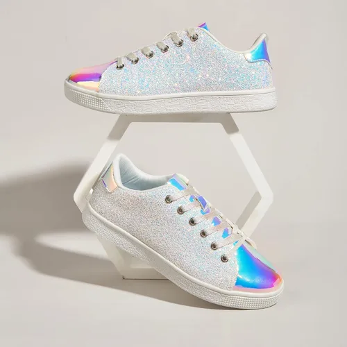Vista 2 de LUCKY STEP - Tenis de moda para mujer, con brillantina y cordones