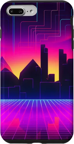 Vista 9 de Funda para iPhone 15 Retrowave 80s City Vaporwave Synthwave