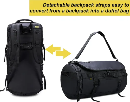 Vista 2 de MIER Mochila grande de lona deportiva para gimnasio con compartimento para zapatos, resistente y resistente al agua