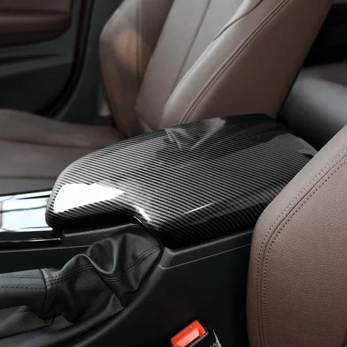 Vista 5 de Funda para reposabrazos de automóvil, caja de almacenamiento de tapa de color carbono, ajuste ABS para BMW F30 2012 2013 2014 2015 2016 2017 2018