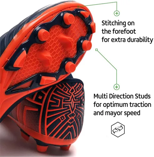 Vista 4 de RUNIC Tacos de fútbol para hombre, zapatos de fútbol, disponibles en césped, interiores y suelas firmes