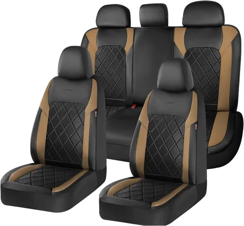 Vista 25 de Coverado Juego completo de fundas de asiento de automóvil, fundas de asiento de 5 asientos, protectores de asiento de malla transpirable, ajuste