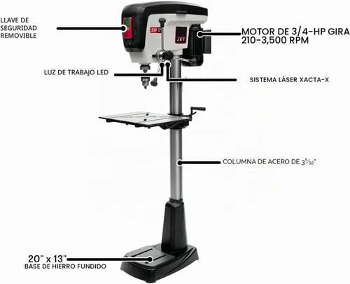 Vista 7 de Jet - 716000 JDP-27 perforadora de banco 3/4 hp
